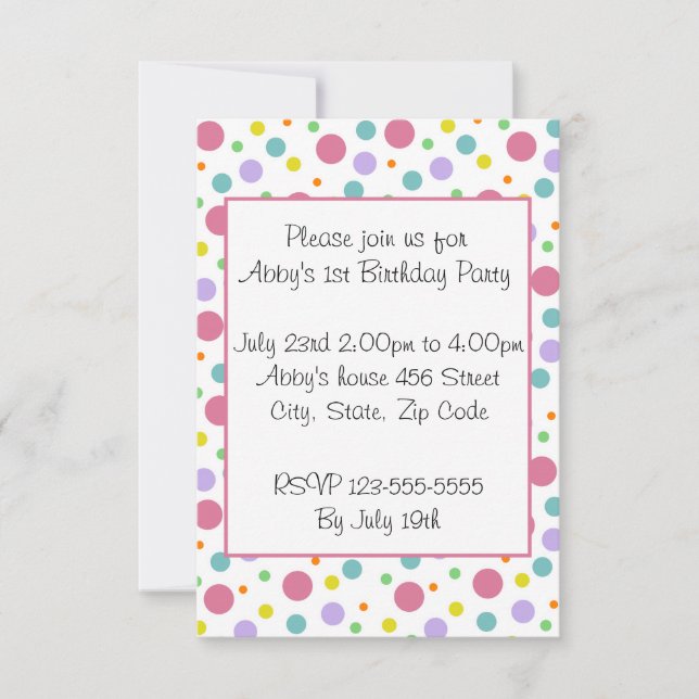 Bright Polka Dot Invitation (Devant)