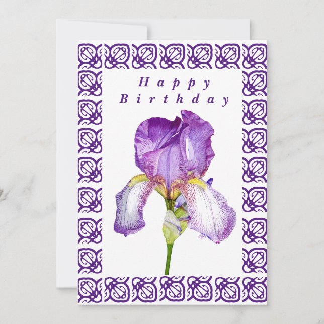 Bright Purple Iris Bonne Carte Plat Anniversaire (Devant)