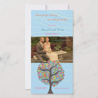 Bright Rainbow Bird Tree Blue Merci Carte photo