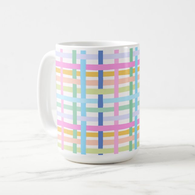 Bright Rainbow Plaid Mug - Colourful Pastel (Devant gauche)
