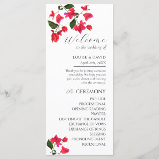 Bright Red Bougainville Mariage Flat Programme