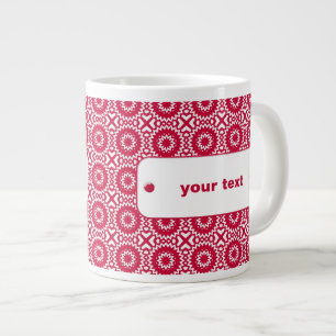 Bright Red Daisy Wheel Motif Custom Jumbo Mug