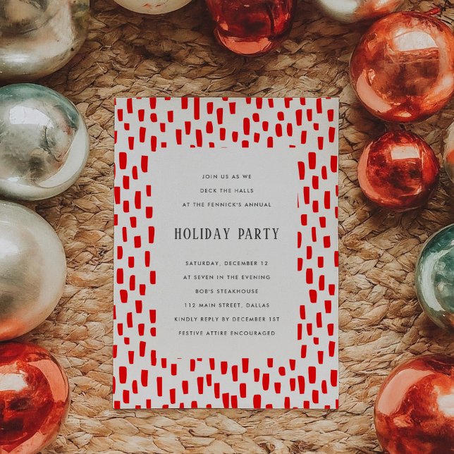 Bright Red Dashing Fête Invitation (Bright Red Dashing Holiday Party Invitation)