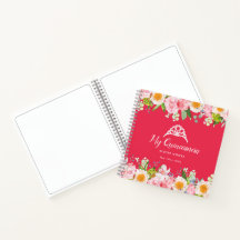 Bright Red Floral Quinceanera Carnet du livre d'or