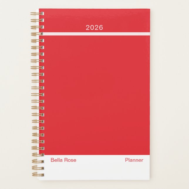 Bright Red Minimalist Planner (Devant)