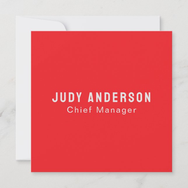 Bright Red Professional Plain Modern Elegant Card (Devant)