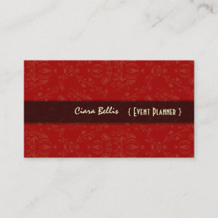 Bright Red Stylish damask, carte de visite