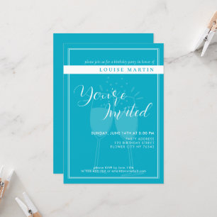 Bright Rich Sky Blue Anniversaire Fête Invitation
