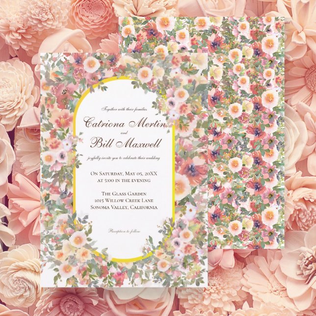 Bright Romantic Colorful Floral Wedding Invitation (Créateur téléchargé)