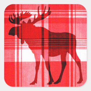 Bright rouge plaid orignal rustique autocollants c
