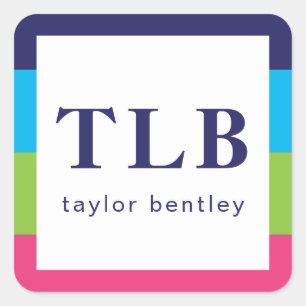 Bright Rugby Stripes Monogrammes Stickers