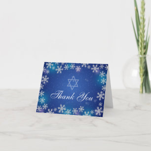 Bright Snowflake Blue Winter Bat mitzvah Merci