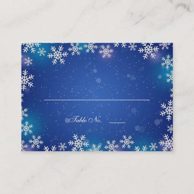 Bright Snowflakes Table Bleue Place Cartes (Devant)