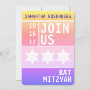 Bright Star of David Invitation Bat mitzvah