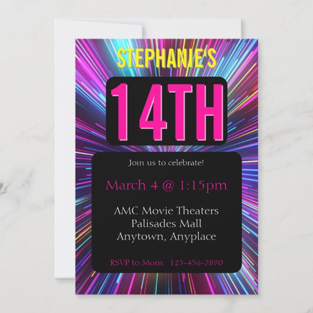 Bright Strobe Light Invitation Anniversaire (Devant)