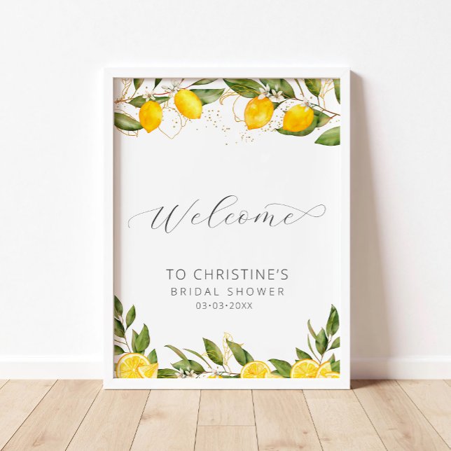 Bright Summer Lemon Bridal Shower Welcome Poster (Créateur téléchargé)