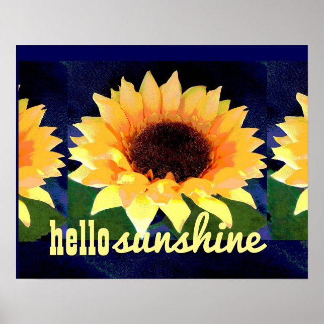bright sunflower art  poster with hello sunshine (Devant)