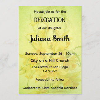 Bright Sunflower Lime Green Dedication Invitation