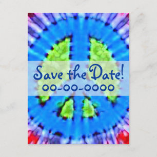 Bright Tie Dye Peace Sign Invitations