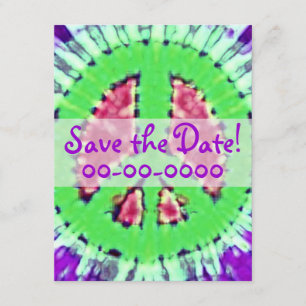 Bright Tie Dye Peace Sign Invitations