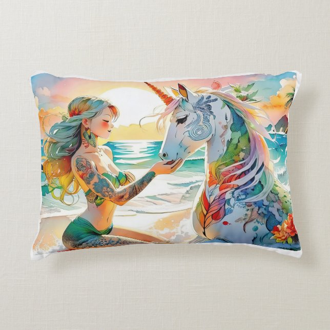 Bright Unicorn Design Coussin (Devant)