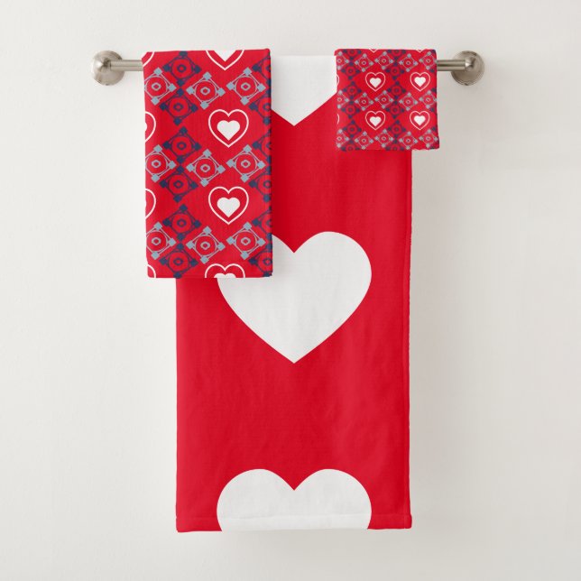 Bright Valentines Coeurs Motif Rouge Turquoise (En situation)
