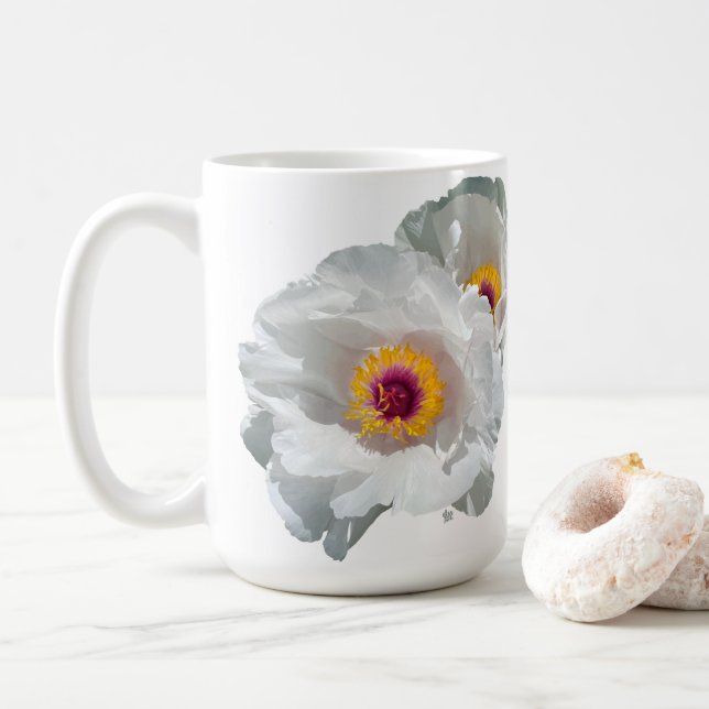 Bright White Peony Mug (Avec donut)