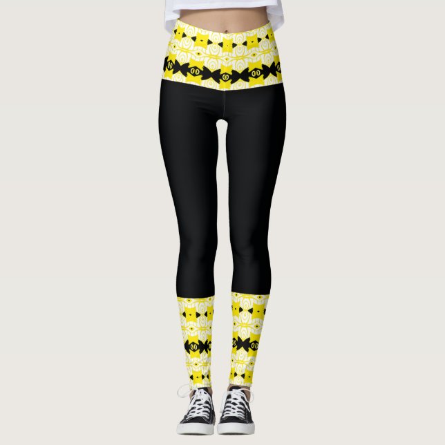 Bright Yellow & Black Tribal Leggings (Devant)