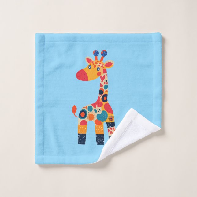 Brightly Colored Giraffe Cartoon (Gant de toilette)
