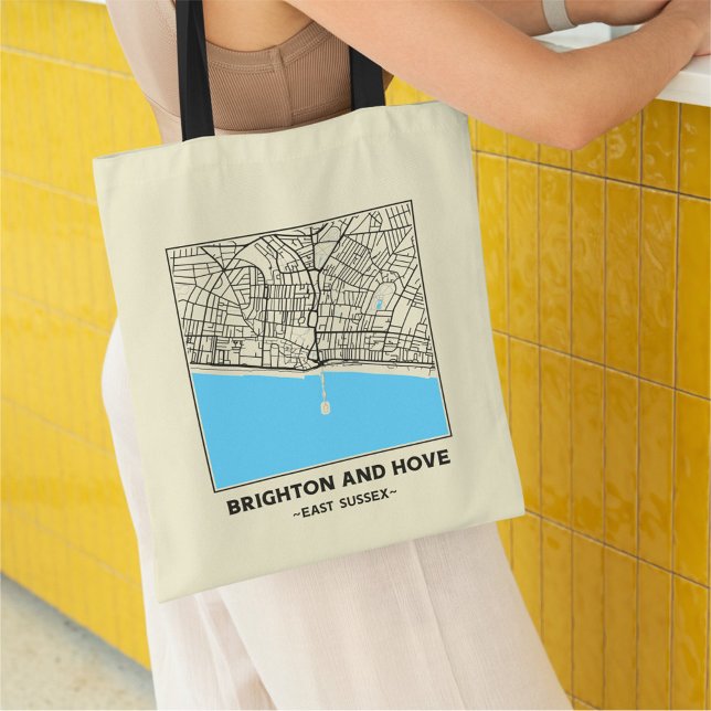 Brighton and Hove, East Sussex City Map Tote Bag (Créateur téléchargé)