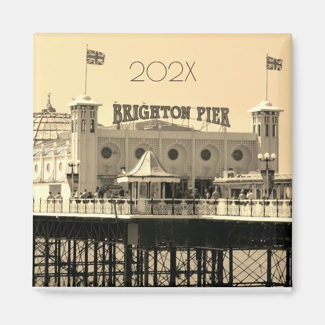 Brighton Pier ANGLETERRE Année Nouveauté Magnet (Devant)