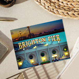 Brighton Pier UK Deux Photos Carte Postale