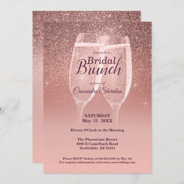 Brillant Brunch nuptial Sparkle Invitation (Devant / Derrière)