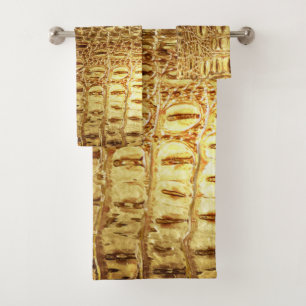 Brillant Gold Designer Alligator Crocodile Skin