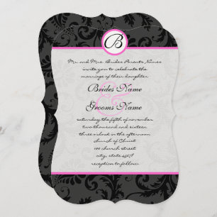Brillant rose Damask Éperse Mariage Invitations