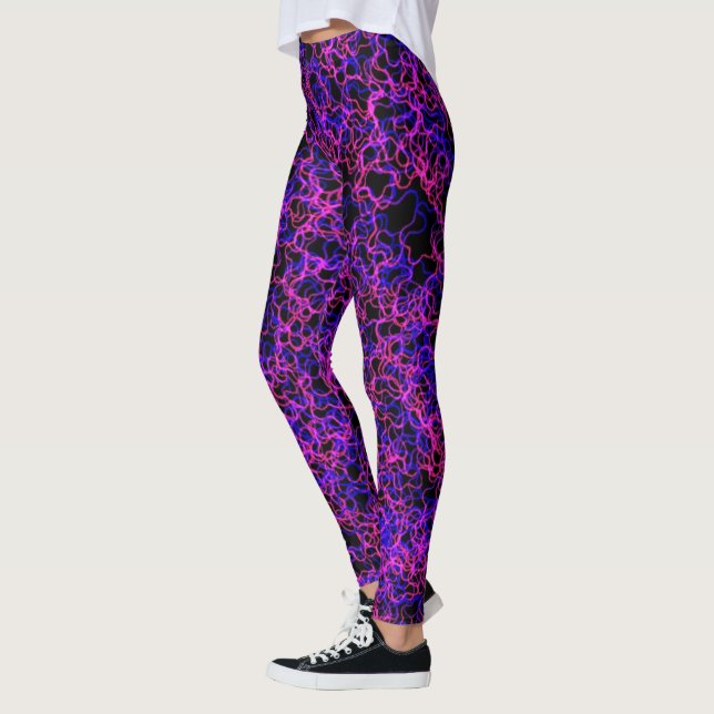 Brillant rose et bleu sur leggings noirs (Gauche)