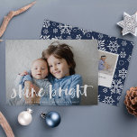 Briller | Carte Hanoukka photo complète<br><div class="desc">Festive Hanoukka carte photo présente votre photo horizontale ou paysagère préférée en fond saigné, avec "brillant brillant" superposé dans la typographie de brosse en lettres blanches. Personnalisez l'avant de la carte avec vos noms et un court message de vacances, et ajoutez trois photos supplémentaires à l'arrière dans une mise en...</div>