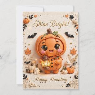 Brillez ! Invitation Halloween Citrouille Mignonne