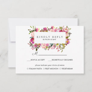 Brilliant Bloom Mariage Réponse RSVP MEAL option