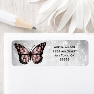 Brilliant Étiquette de adresse papillon rose