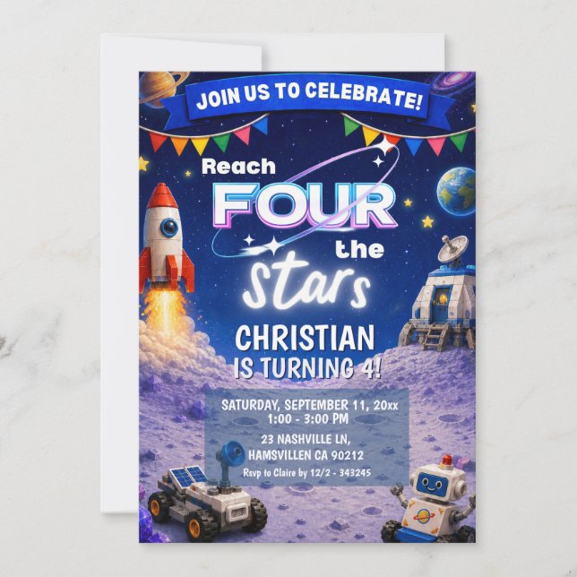 Briques atteignant les étoiles invitation d'annive (Devant)