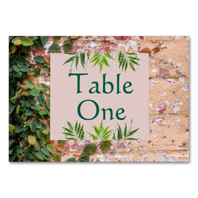 Briques peintes Green Ivy Mariage Numéros de table (Devant)