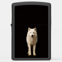 Briquet Zippo avec Loup Arctique en Ivoire Élégant