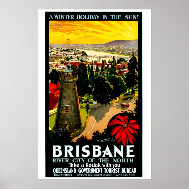 Brisbane Australie Voyage 1920 AFFICHE IMPRIMÉE A5 (Devant)