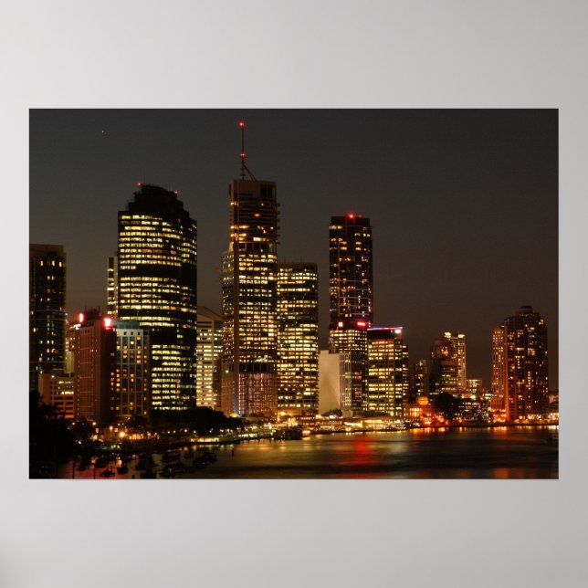 Brisbane Night Skyline. affiche (Devant)