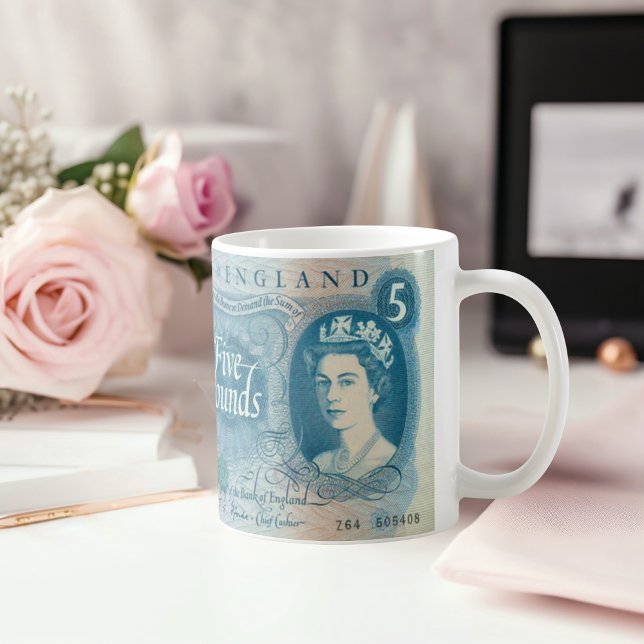 British 1966 £5 Note Mug - Queen Elizabeth II (Créateur téléchargé)