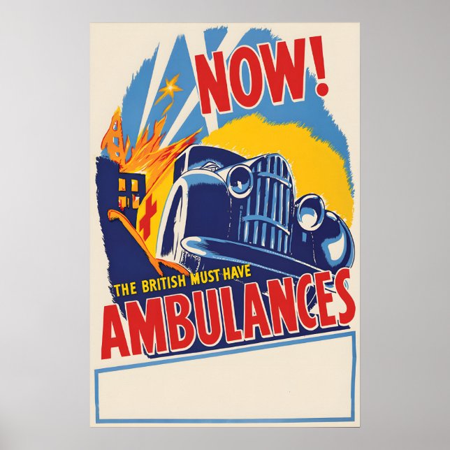 British Ambulance Poster Vintage War Propaganda (Devant)