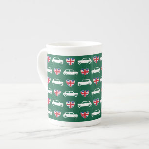 British Mini Cooper Hearts - Green Bone China Mug