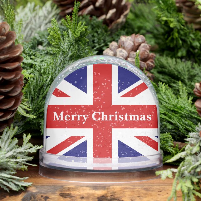 British Union Jack flag snow globe with photo (Hiver)