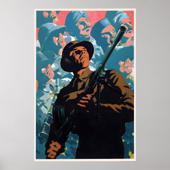British WWII Propaganda Poster Soldier with Bren (Devant)
